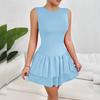 Women's Fashion Solid Color Ruffled Skirt Sleeveless Pleated Dress
