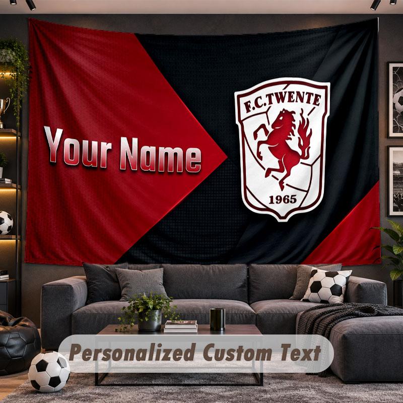 Wall Hanging Tapestry Custom NameFC Twente Pattern Personalized Printed Fabric Wall Decor