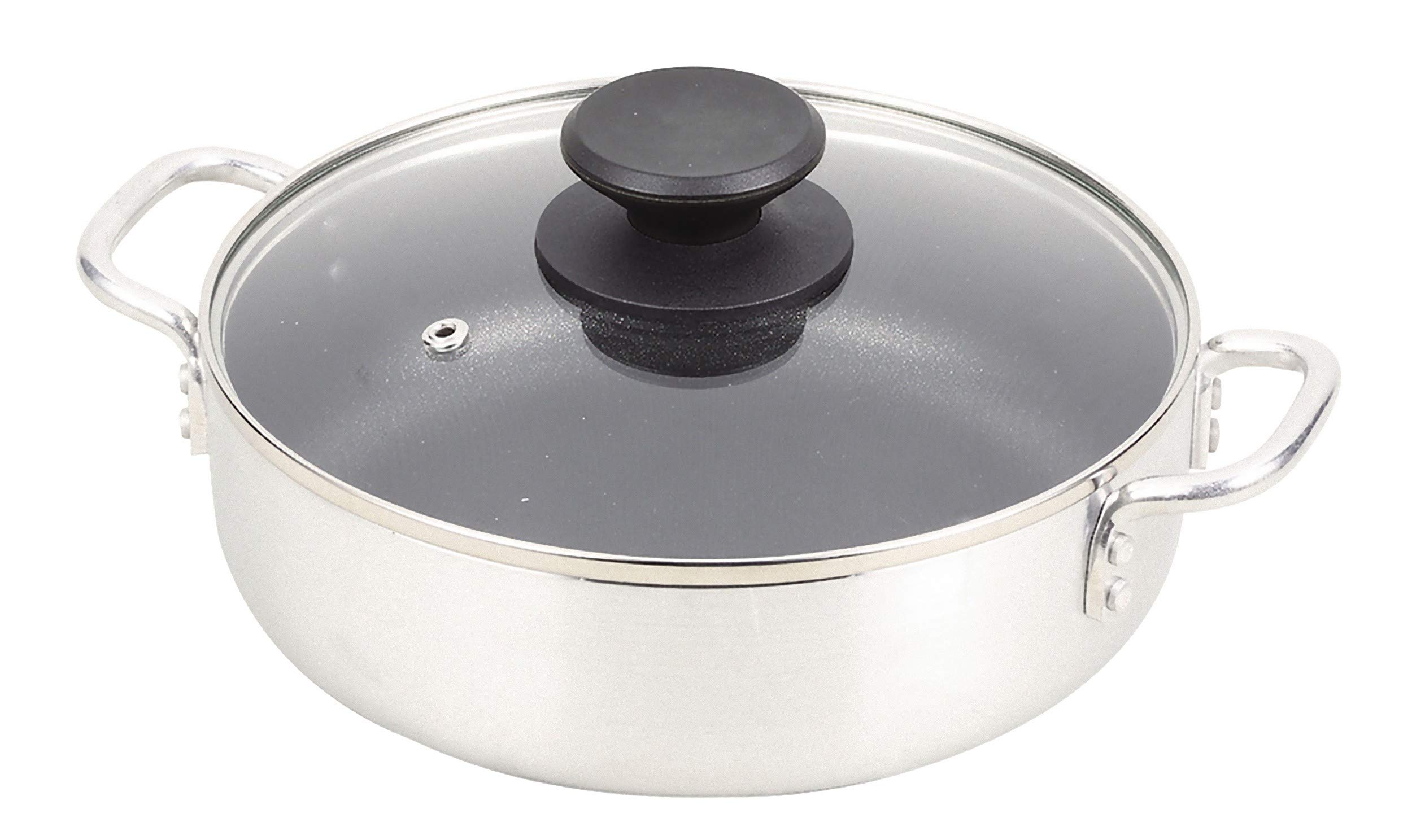 

Pearl Metal Tabletop Pot 20cm with Glass Lid Diamond Coated Inside Table Top HB-4707