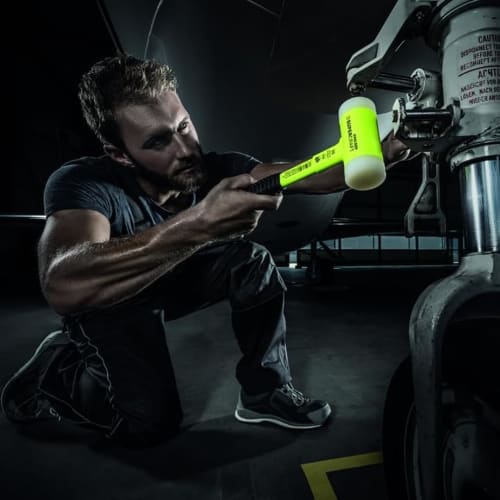 Half-cut 3377150 Mallet with anti-tear steel tube handle, yellow, 50 mm