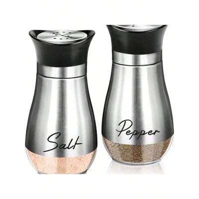 Stainless Steel Salt Container With Glass Bottle For Table, RV, Camping, BBQ