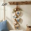 Vintage Whitewashed Wood Sign Hanging Heart Wall Decor 5 Layered Hearts Ornament Rustic Farmhouse Coastal Style Themed Home Accents Sign,