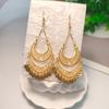 Women's Hollow Ear Hook Retro Disc Tassel Long Ethnic Style Earrings