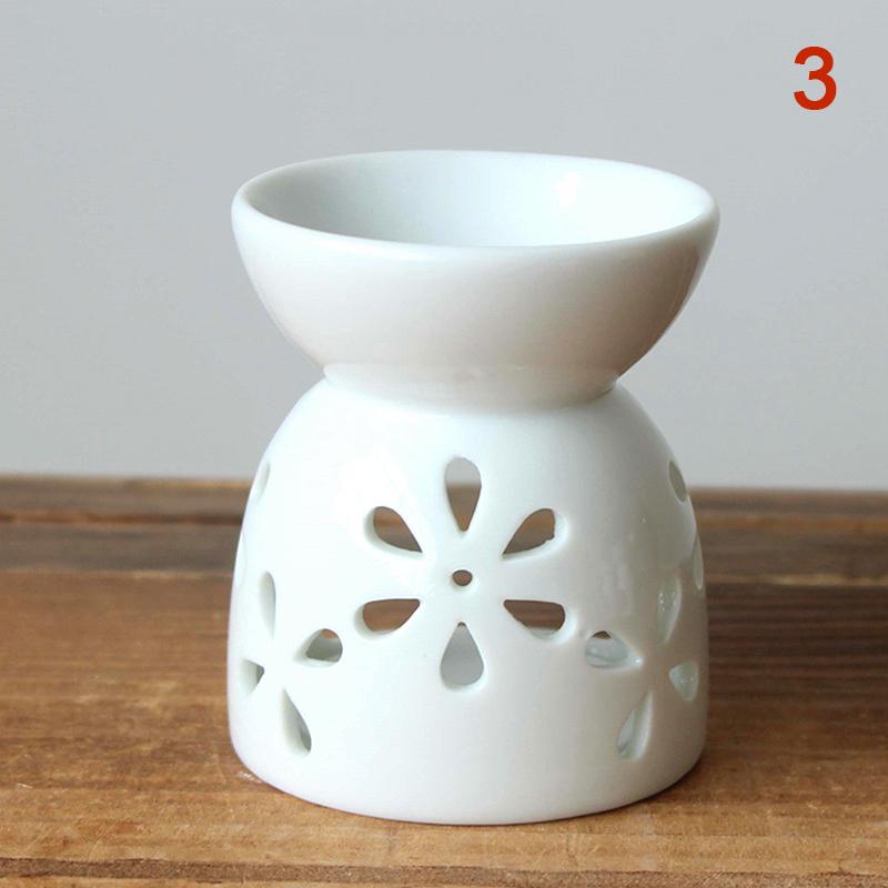 Bruciatore di aromi artigianale in ceramica fatto a mano con motivo a fiori cavi, bruciatore di oli essenziali, lampada a candela, molti stili, artigianato per ufficio e casa, decorazione