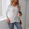 A New Spring Long-sleeved Knitted Solid Color Jacquard Button Top for Fashionable Women