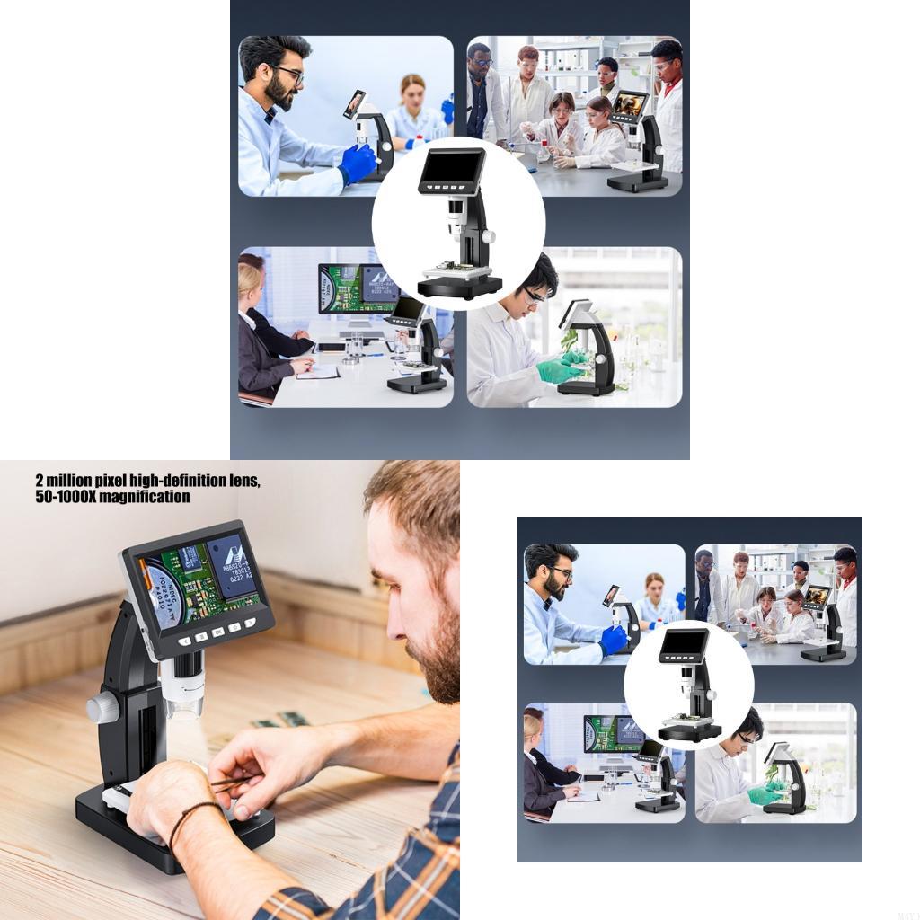Handheld Digital Microscope with 4.3 Inch Screen & Adjustable Stand Simple to Use for Jewelry Fabric & Insect Study M4YD