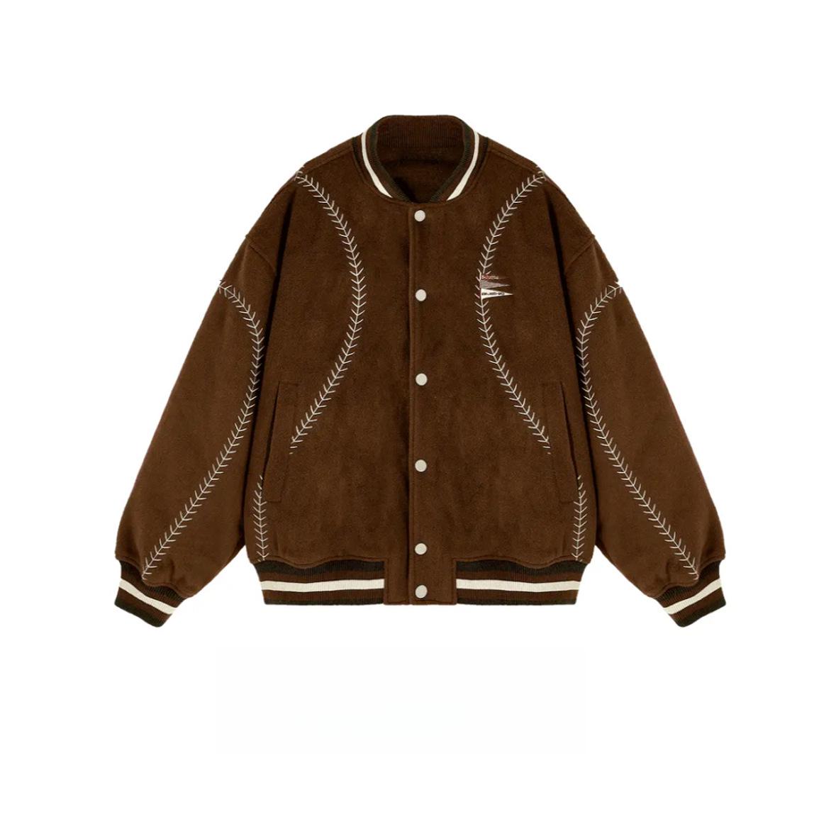 

Autumn/Winter Flag Embroidered Quilted College Style Baseball Jacket L [110-130 jin]