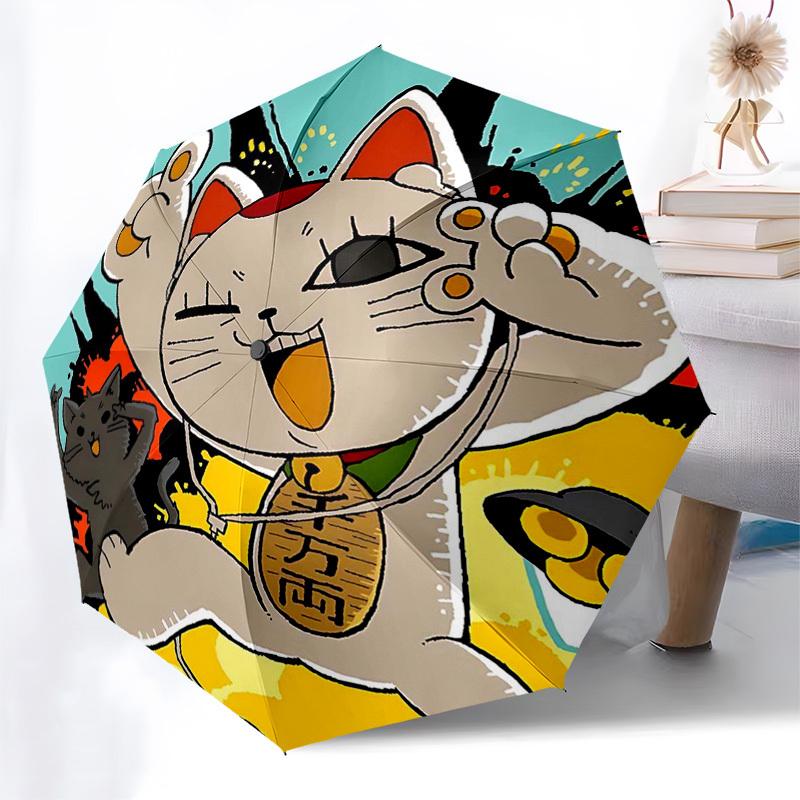 1pc Lucky Cat Automatic Opening and Closing Umbrella Portable Triple-Fold Design, Suitable for Fans, Travel and Daily Use, and a Great Gift!C084