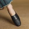 Fashion 2025 New Summer Women Mules Genuine Leather Shoes for Women Squared Toe Low Heel Shoes Cover Toe Slingback Slippers Modern