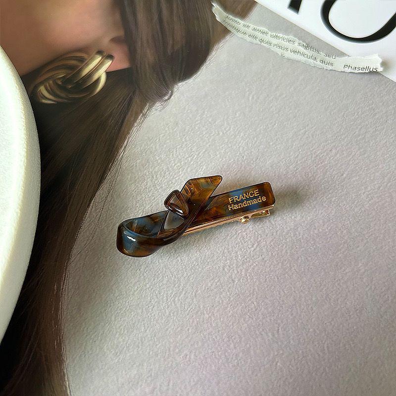 Korean-style Gold Label Small Acetate Bow Duckbill Hair Clip