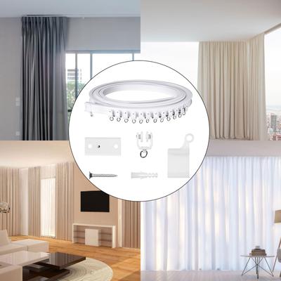 White Curtain Rails Track Kits 5 Meter Quiet Glides Rollers Set Easy Installation for Home and Office Window Treatments
