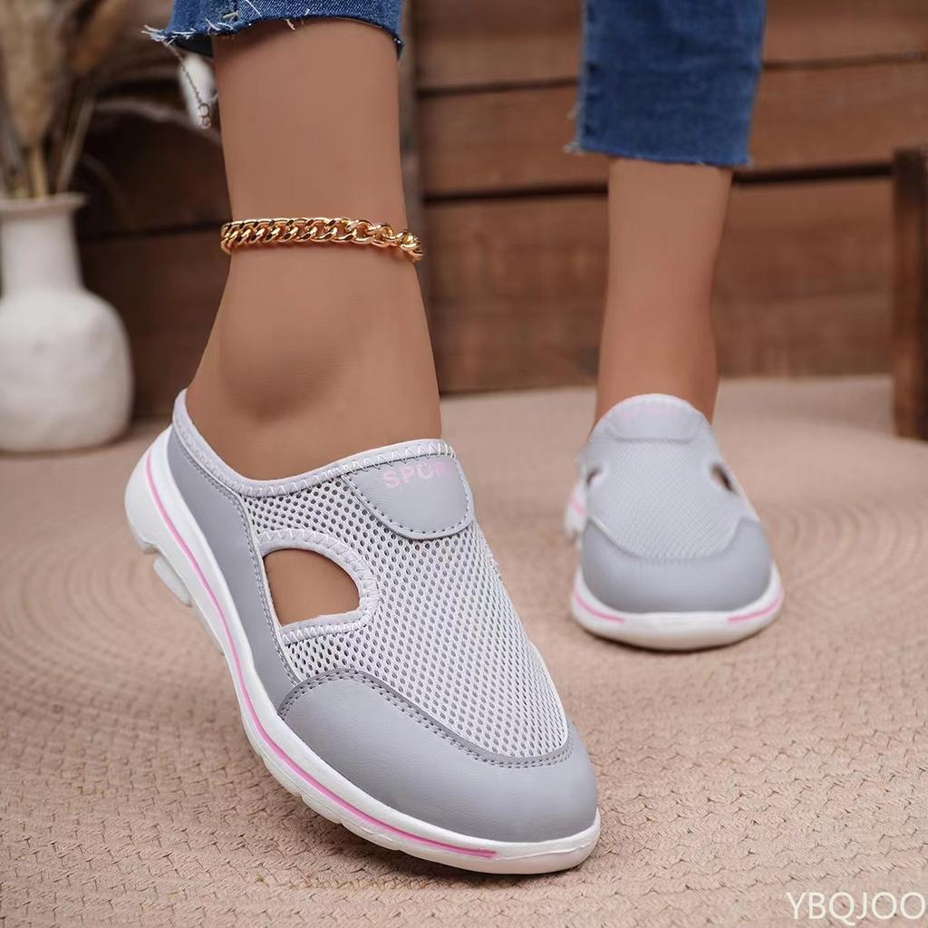 Fashion New plus size Women's Slippers Casual Baotou Half slippers Summer Comfort mesh shoes Female Hollow out breathable Shoes Zapatos