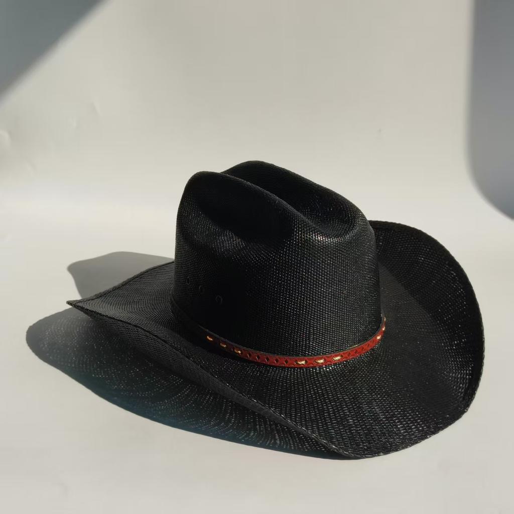 Cappello da cowboy in paglia rigida da uomo cappello da pascolo a tesa larga da donna cowboy tinta unita cappello da sole estivo confezione in scatola sombrero vaquero hombre