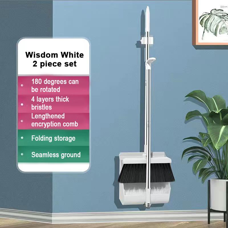 Folding Broom Dustpan Floor Brush Set Indoor Non-stick Hair Long Handle Broom With Stand Up Dustpan Combo Set Household Tool New