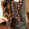 Vintage Polka Dot Chiffon Beaded Scarf For Women Lightweight Sheer Neck Scarf Fashion Accessory For Summer Daily Wear & Outfits