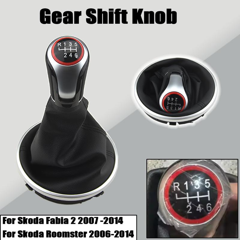 New Gear Shift Knob 5 Speed Lever Change Knob Gaiter Boot Cover Fit For Skoda Roomster 2006-2014 Car Styling