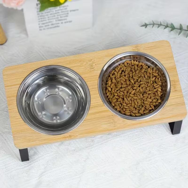 Cat Bowl with 15° Tilting Stand Stainless Steel Elevated Cat Bowl Pet Feeding Station Suitable for Food and Water