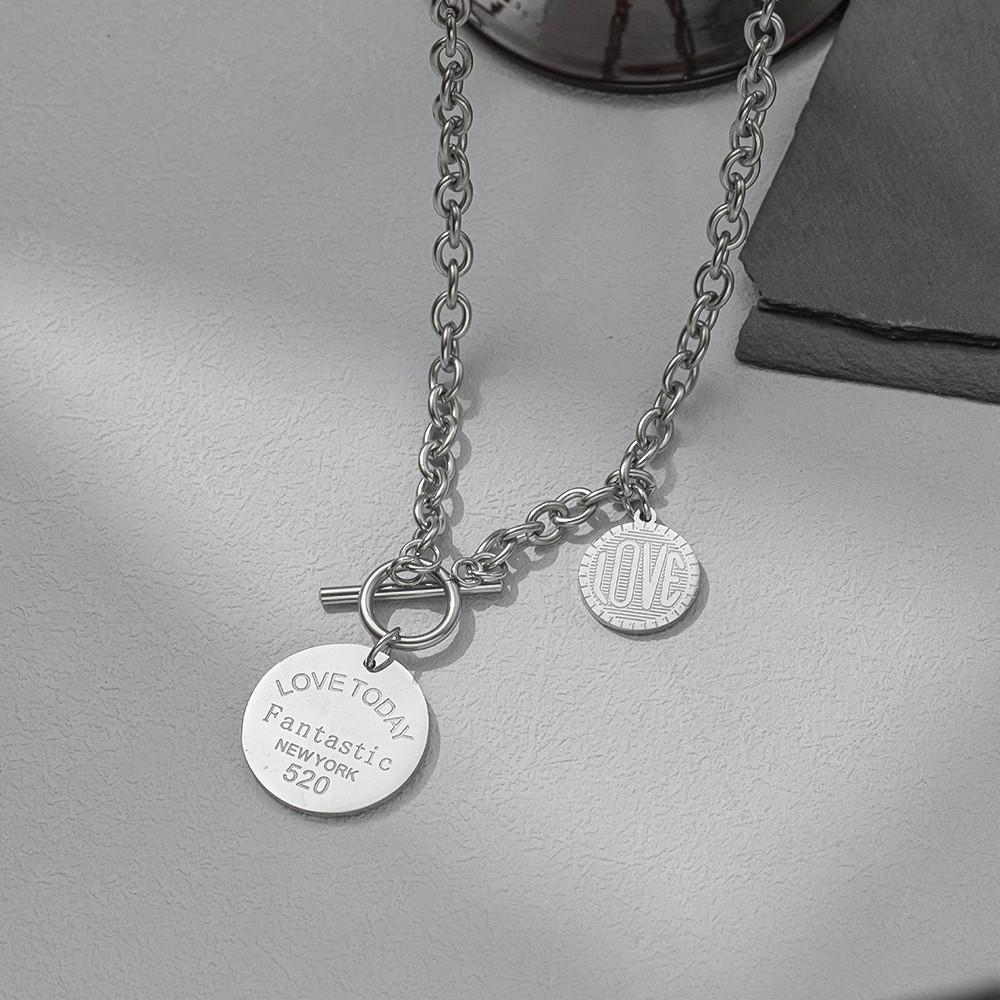 Geometric Titanium Steel Necklace For Men And Women With Polished Finish For Street Style And Casual Wear