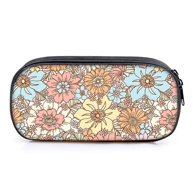 Hot Sales Flower Print Layered Fabric Pencil Case Quality 3D Cartoon Pen Bag Best Gift for Boys/Girls School & Office Use