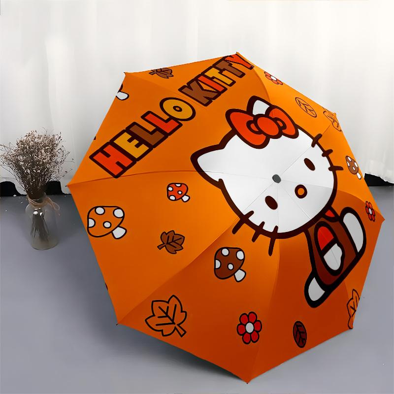 Hello Kitty,Autumn Automatic Folding Umbrella-Simple 8-Rib Design, Bright Cartoon Pattern, Durable Iron Frame, Suitable For Travel, Outdoor,