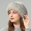 Mink Hair Hat Female Korean Version Winter New Rabbit Hair Blended Knitted Hat Temperament Headband Hat Showing Face Small Fur Hat