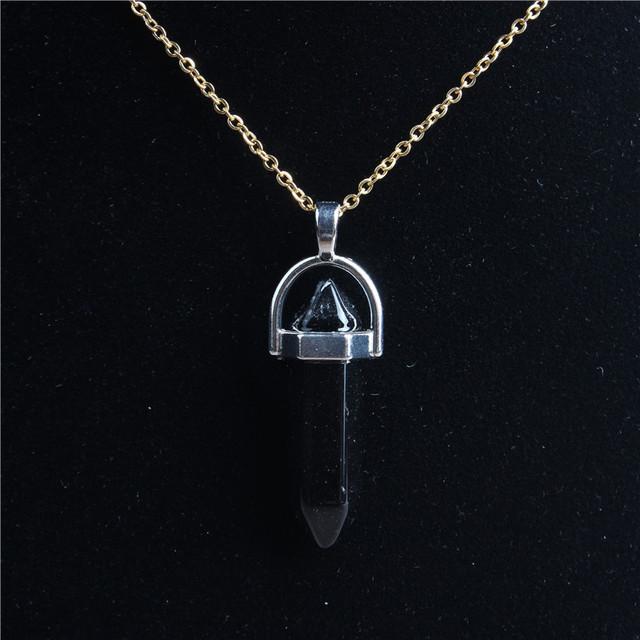 29 stil 42 cm colier din piatră de cristal naturală pilon hexagonal pandantiv cu lanț din aur din oțel inoxidabil pentru bijuterii diy bărbați și femei