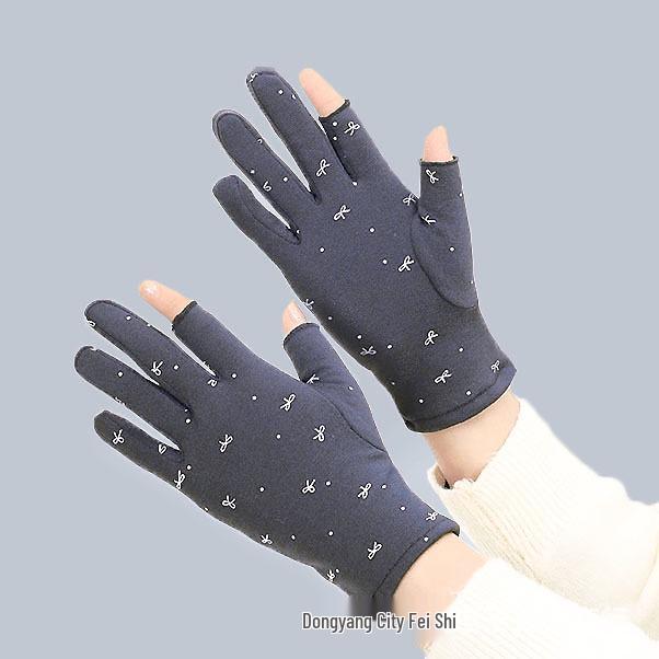 Women's Fleece Fingerless Gloves: Korean Style, Warm for Autumn & Winter, Elastic, Perfect for Driving, Cycling, and Dancing.