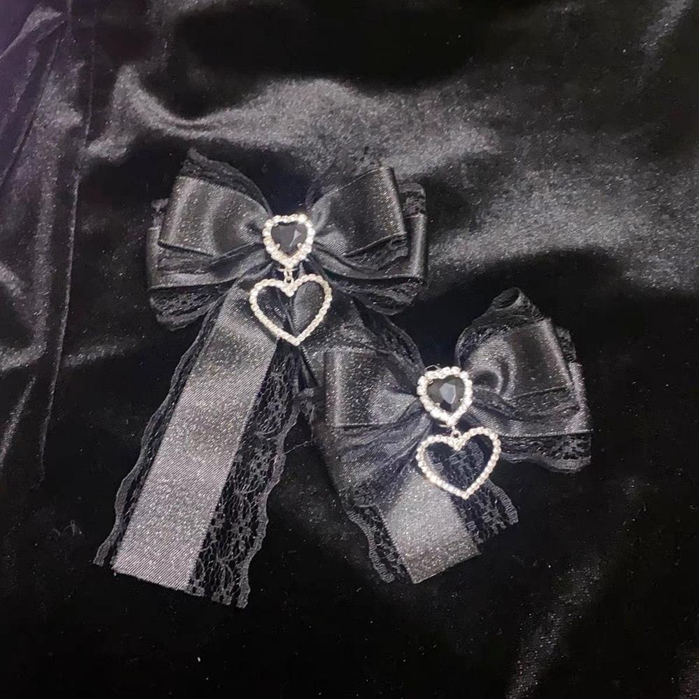 1Pc Ribbon Lace Bow Clip For Ita Bag Sweet Ribbon Bowknot Heart Diamond Clip Girls Lolita Pain Bag Decoration Bags Accessories