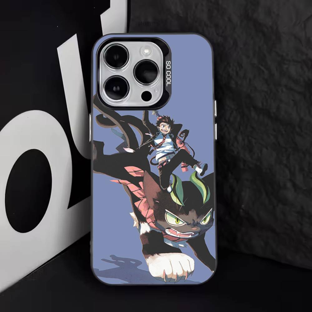 Anime Blue Exorcist Phone Case For iPhone 16,15,14,13,12,11,8,7,Pro,Max,Plus,Mini,XS,SE Anti Fall Black Matte Hard