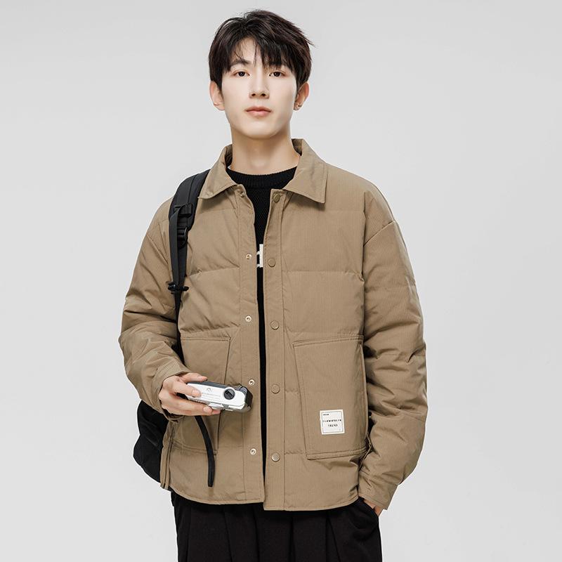 Men's Short Autumn and Winter Lapel Casual Thickened Warm Light Tooling Jacket Men's Clothing