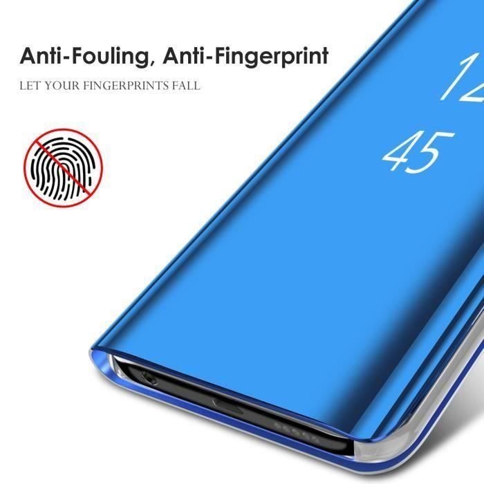 Coque pour samsung a71 flip cover etui housse miroir à rabat bleu