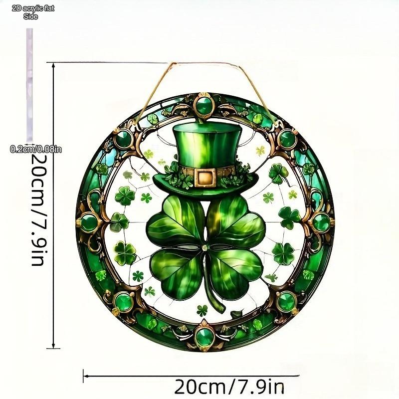 2D Flat Acrylic St. Patrick'S Day Sun Catcher - Clover & Top Hat Design,Window Hanging Decor, Lucky Charm,Irish Themed Housewarming Gift,Garden Decor