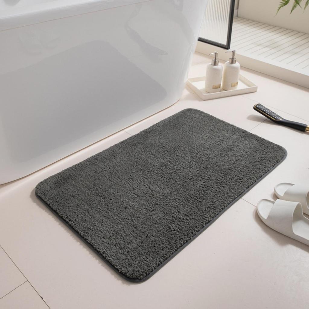 Tappetino da bagno con incisione in pile, tappetino antiscivolo per il bagno, tappetino per il pavimento laterale della vasca da bagno, zerbino per la porta della doccia, imbottitura in memory foam 3D