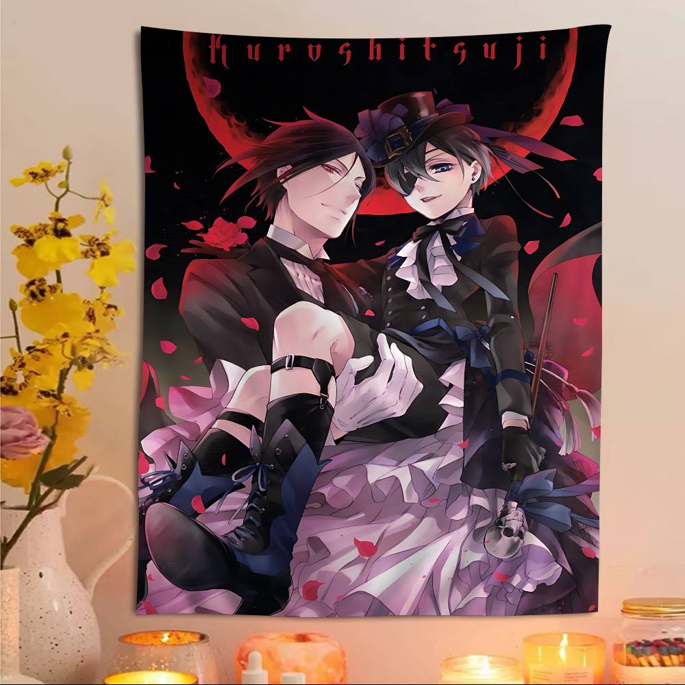 

BBlack BButler Japanese Printed Large Wall Tapestry Hanging Tarot Hippie Wall Rugs Dorm Art Home Decor 74x94cm(29x37in)