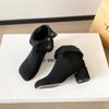 Korean retro slim sleeve short boots children's autumn and winter new round head suede thick heel short boots women