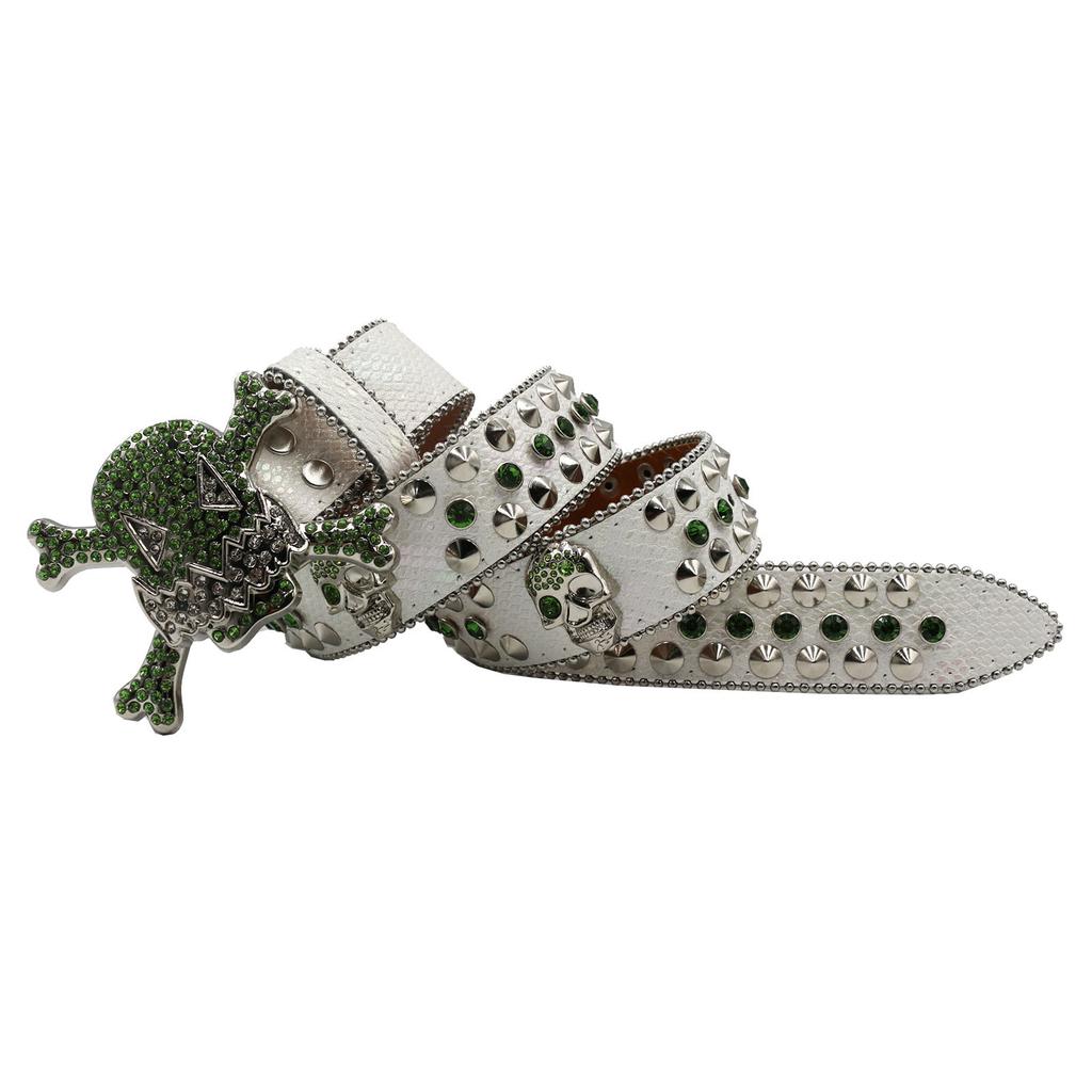 Rhinestone Belt Men Inlaid with Diamond Belt Hip Hop Punk Personality Trendy Wide Belt Women