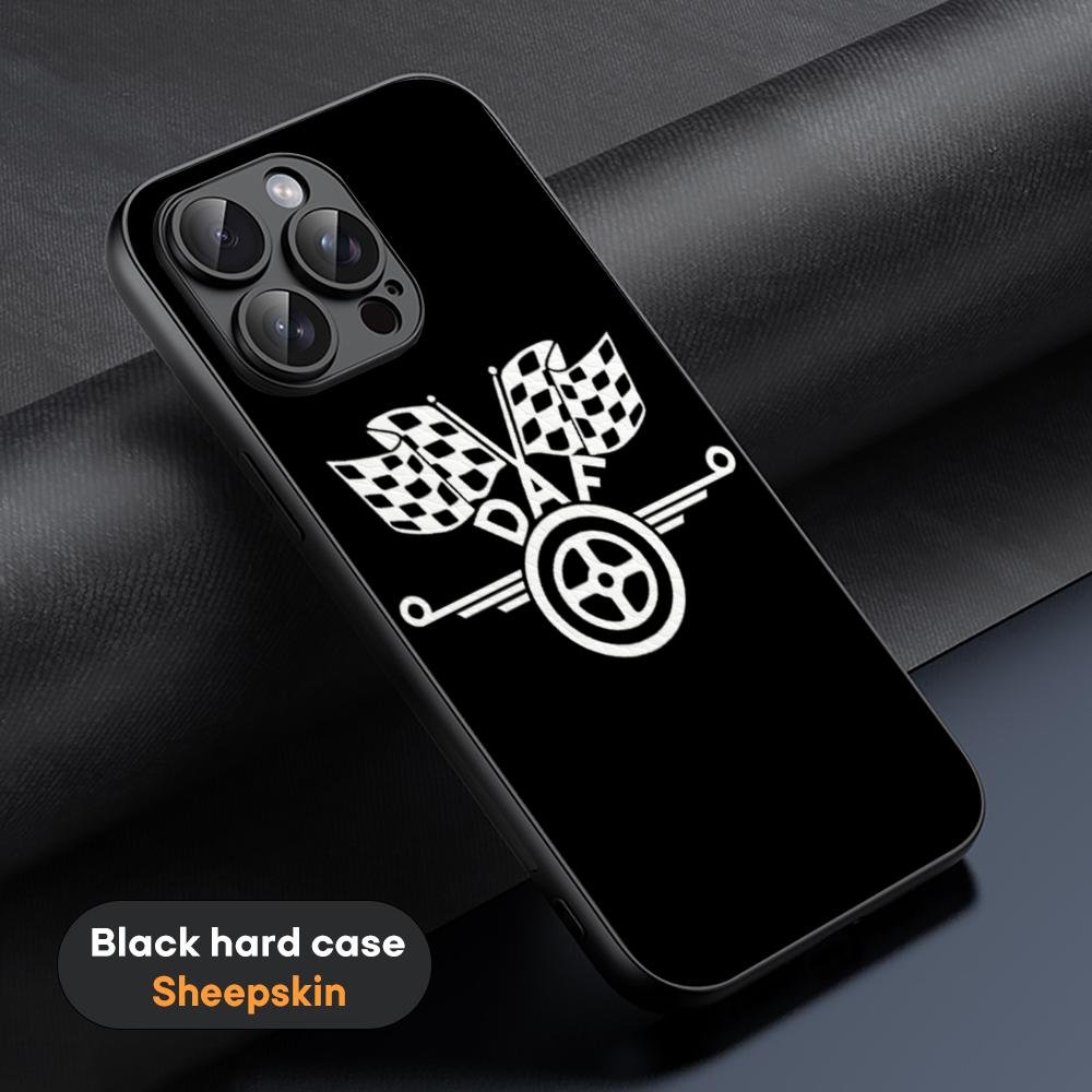 D-dafs Logo Car Logo Fashion Pattern Phone Case For iPhone 16 15 14 13 12 11 Plus Pro Max Limited Black Hard Case Sheepskin