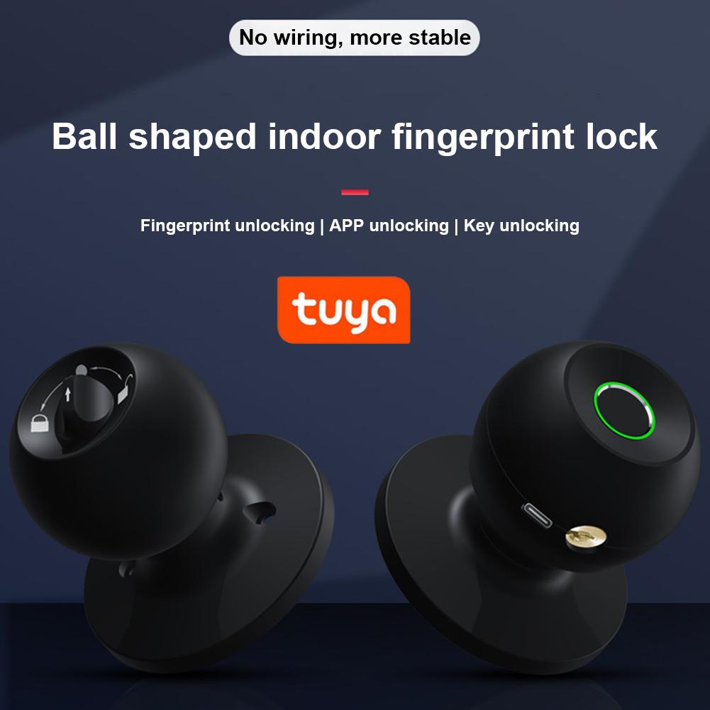 Tuya Bluetooth-compatible Smart Door Lock Waterproof Fingerprint Electronic Lock Knob APP/Key/Fingerprint 3 Ways to Unlock
