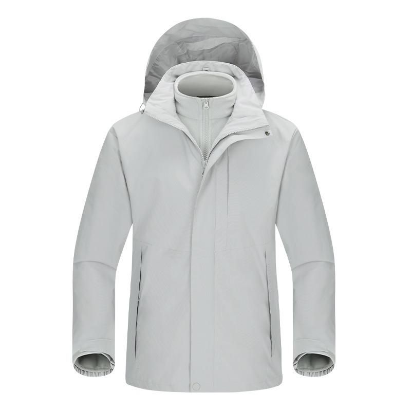 Silver Fox Velvet Liner Three-in-one Jacket for Men and Women Outdoor Windproof Waterproof Camping Warm Two-piece Jacket
