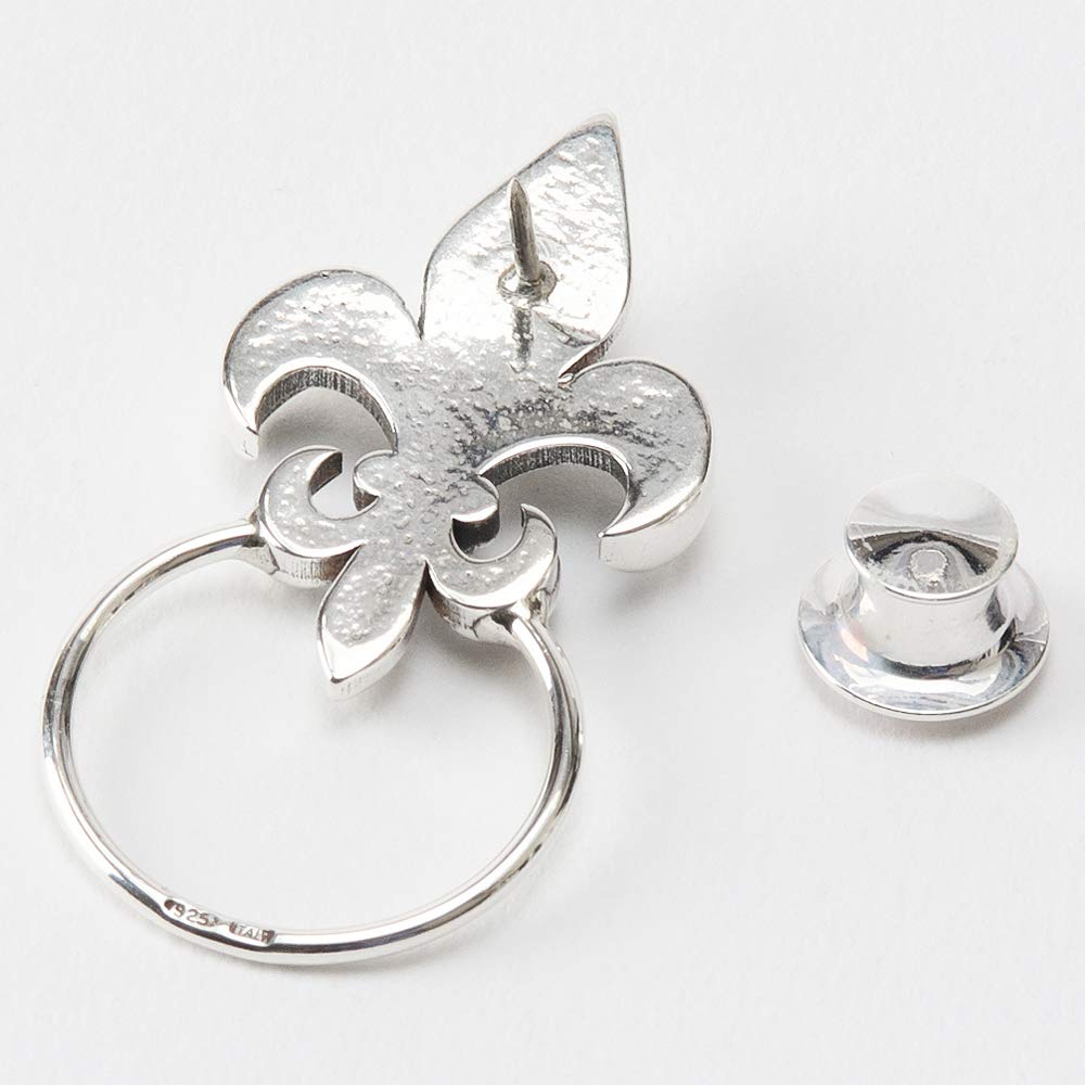 [GORBE] [Golbe] Eyeglass Holder (LilyFleur-de-lis emblem) Made in Italy, Silver