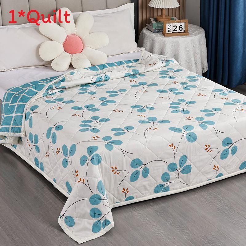 Flower Rabbit Green Leaf Print Pattern Duvet With Polyester Fill Bedroom For