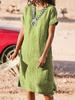 Casual Short Sleeve Dress With Spliced Polyester Fabric For Women Spring 2022