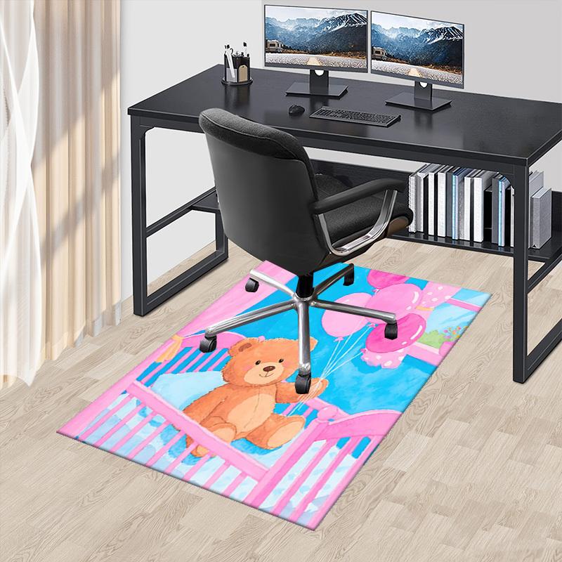 

1pc Teddy Bear Balloons Office Chair Mat Anime Cartoon Design, Non Slip Carpet for Home Decor, Suitable for All Seasons 60cm by 90cm