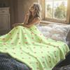 Green Pink Star Flannel Blanket Warm Soft Halloween Christmas Decorative Couch Warm Cozy All-Season Gift