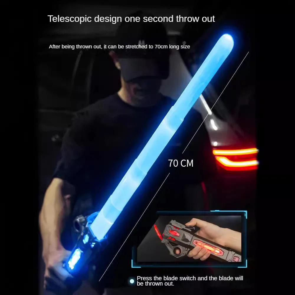 Retractable Lightsaber with USB Charging Finger-twisting Laser Sword Flash Light Sound Role Playing Props Children's Toys Gifts