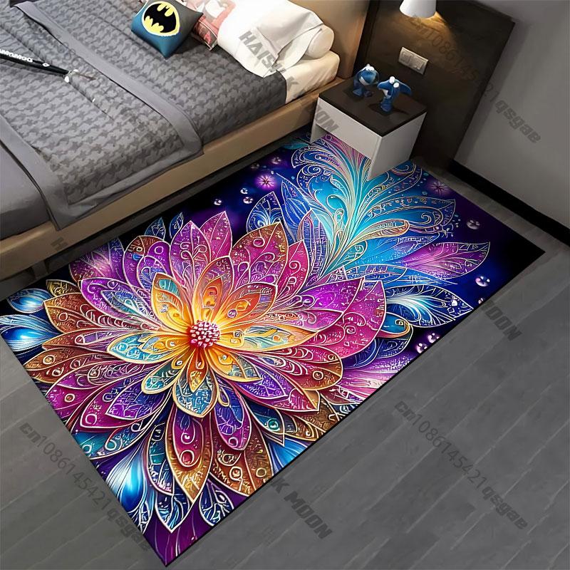 Colorful Intricate Floral Design Carpet Yoga Living Room Room Decor Children's Crawling Mat Doormat Area Rug Games Mat