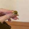 Vintage Brown Zircon Open Rings Para Mulheres Menina Moda Imitação Pedra Natural Geométrica Ajustável Anel De Dedo Jóias Presente