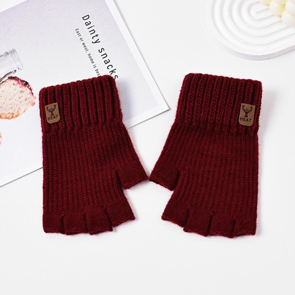 Knitted Half Finger Gloves Thick Driving Gloves Fashion Fingerless Gloves Cycling Driving Use