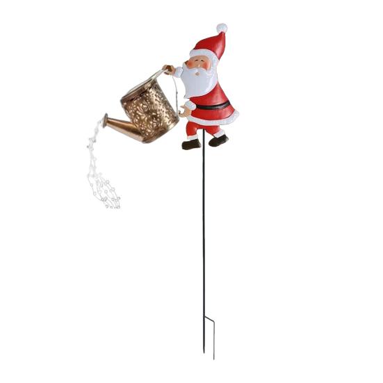 Lawn Decorative Light Solar Santa Claus Watering Can LED Light Solar Powered Outdoor Waterproof Christmas Pathway Decoration