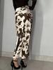 2025 Autumn/Winter Women's Satin Print Long Skirt - Slimming Imitation Silk